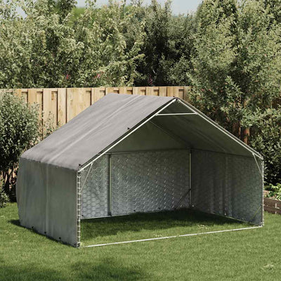 Galvanoitua ulkoilukoira kennel kannella Montenegro 3x2x1,9 m (terästä)