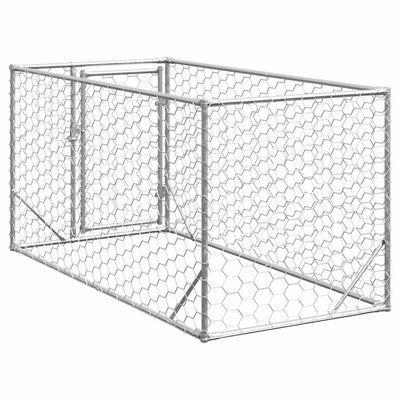 Galvanoitu ulkokoirakennel oven kanssa Virvioara 2x1x1 m (teräs)