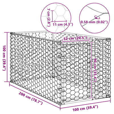 Galvanoitu ulkokoirakennel oven kanssa Virvioara 2x1x1 m (teräs)