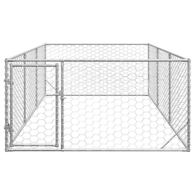 Galvanoitu ulkokoirakennel oven kanssa Virvioara 2x4x1 m (teräs)