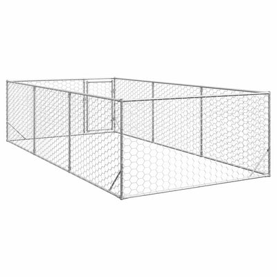 Galvanoitu ulkokoirakennel oven kanssa Virvioara 2x4x1 m (teräs)