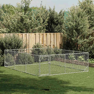 Galvanoitu teräs ulkokoirakennel oven kanssa Virvioara 3x4x1 m