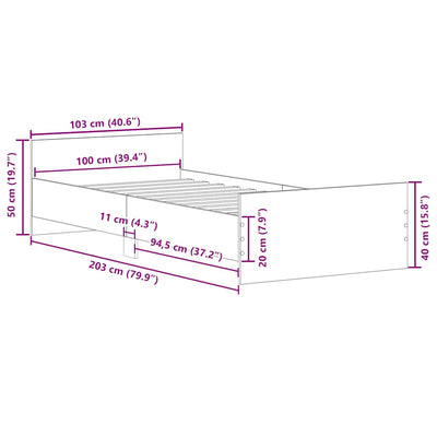 Artisaanitammi sängynrunko ilman patjaa Cucu 100x200cm (puinen)