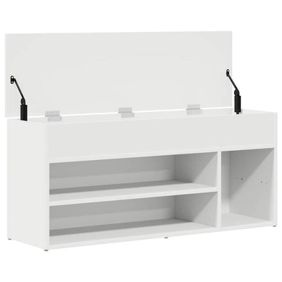 Kenkäpenkki Valkoinen 102x30,5x45 cm Engineered Wood