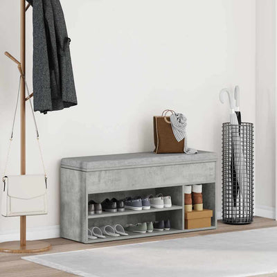 Kenkäpenkki betoninharmaa 102x30,5x45 cm tekninen puu