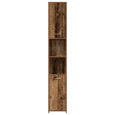 Kylpyhuonekaappi vanhaa puuta 30x30x183,5 cm lastulevy