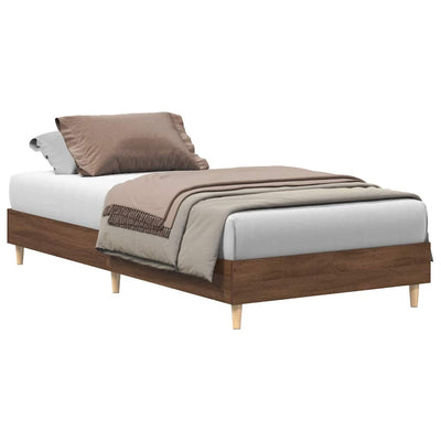 Sängynrunko Ei Patjaa Ruskea Tammi 100x200 cm Engineered Wood