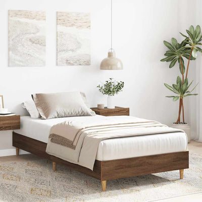 Sängynrunko Ei Patjaa Ruskea Tammi 100x200 cm Engineered Wood