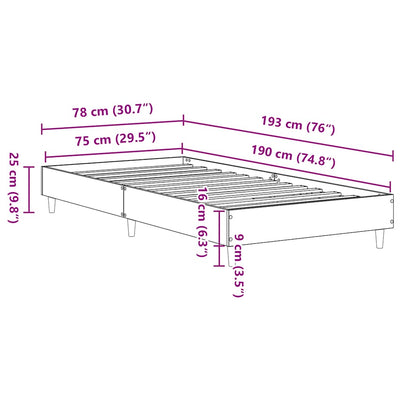 Sängynrunko Ei Patjaa Ruskea Tammi 75x190 cm Engineered Wood
