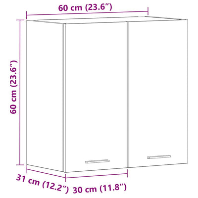 Keittiön seinäkaappi Vanha Puu 60x31x60 cm Suunniteltu puu