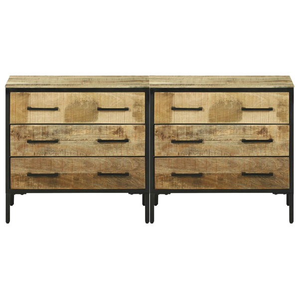 Sivupöydät 70 x 35 x 70 cm Ruskea Täysi karkea mangopuu