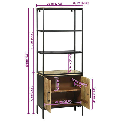 Korkea kaappi Ruskea 70 x 35 x 180 cm Täysi Mangopuu