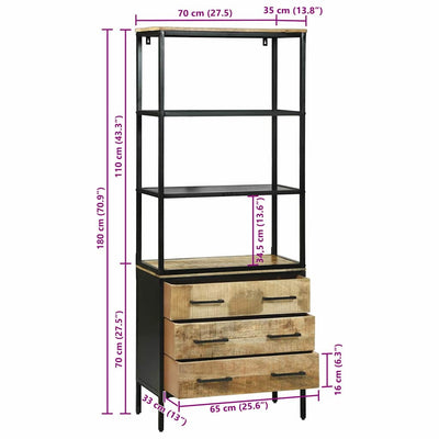Korkea kaappi Ruskea 70 x 35 x 180 cm Täysi Mangopuu