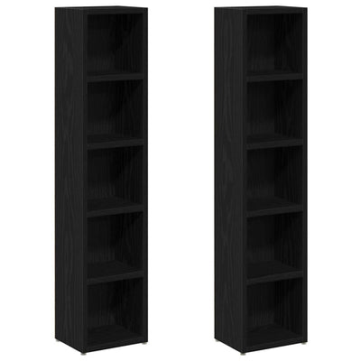 CD-hyllyt 2 kpl musta tammi 21x16x93,5 cm tekninen puu