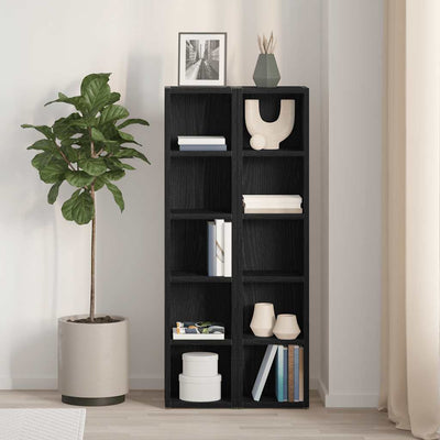 CD-hyllyt 2 kpl musta tammi 21x16x93,5 cm tekninen puu