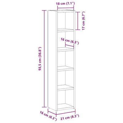 CD-hyllyt 2 kpl musta tammi 21x16x93,5 cm tekninen puu