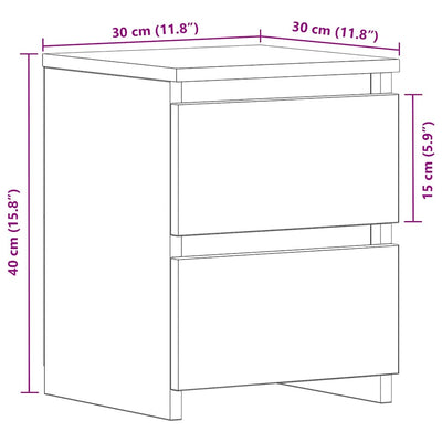 Musta tammi yöpöytäkaappi Zorgel 30x30x40cm (2 pcs puinen)