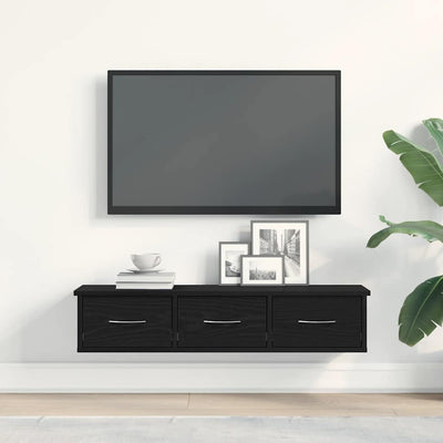 TV-seinäkaappi musta tammi 88x26x18,5 cm tekninen puu