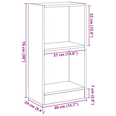 Kirjahylly musta tammi 40x24x76 cm tekninen puu