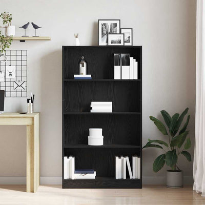 Kirjahylly musta tammi 80x24x143 cm tekninen puu