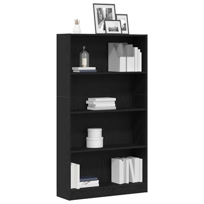 Kirjahylly musta tammi 80x24x143 cm tekninen puu