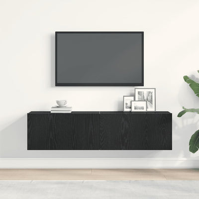TV-taso musta tammi 120x30x30,5 cm tekninen puu