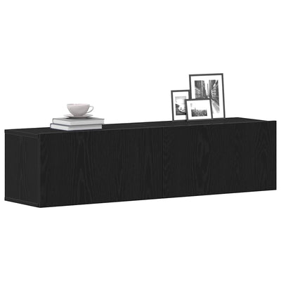 TV-taso musta tammi 120x30x30,5 cm tekninen puu