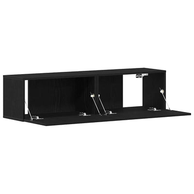 TV-taso musta tammi 120x30x30,5 cm tekninen puu