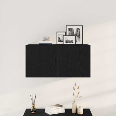 TV-seinäkaappi musta tammi 80x39x40 cm tekninen puu