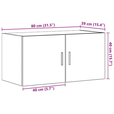 TV-seinäkaappi musta tammi 80x39x40 cm tekninen puu