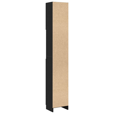 Kylpyhuonekaappi musta tammi 32x25,5x190 cm tekninen puu