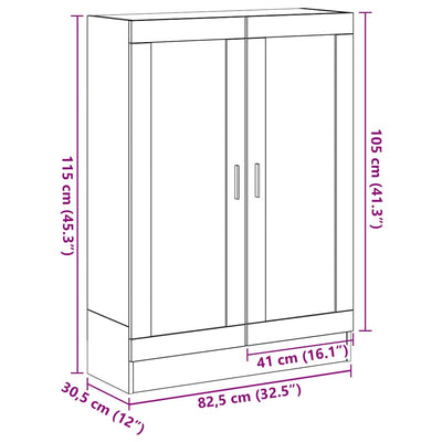 Kirjakaappi musta tammi 82,5x30,5x115 cm tekninen puu