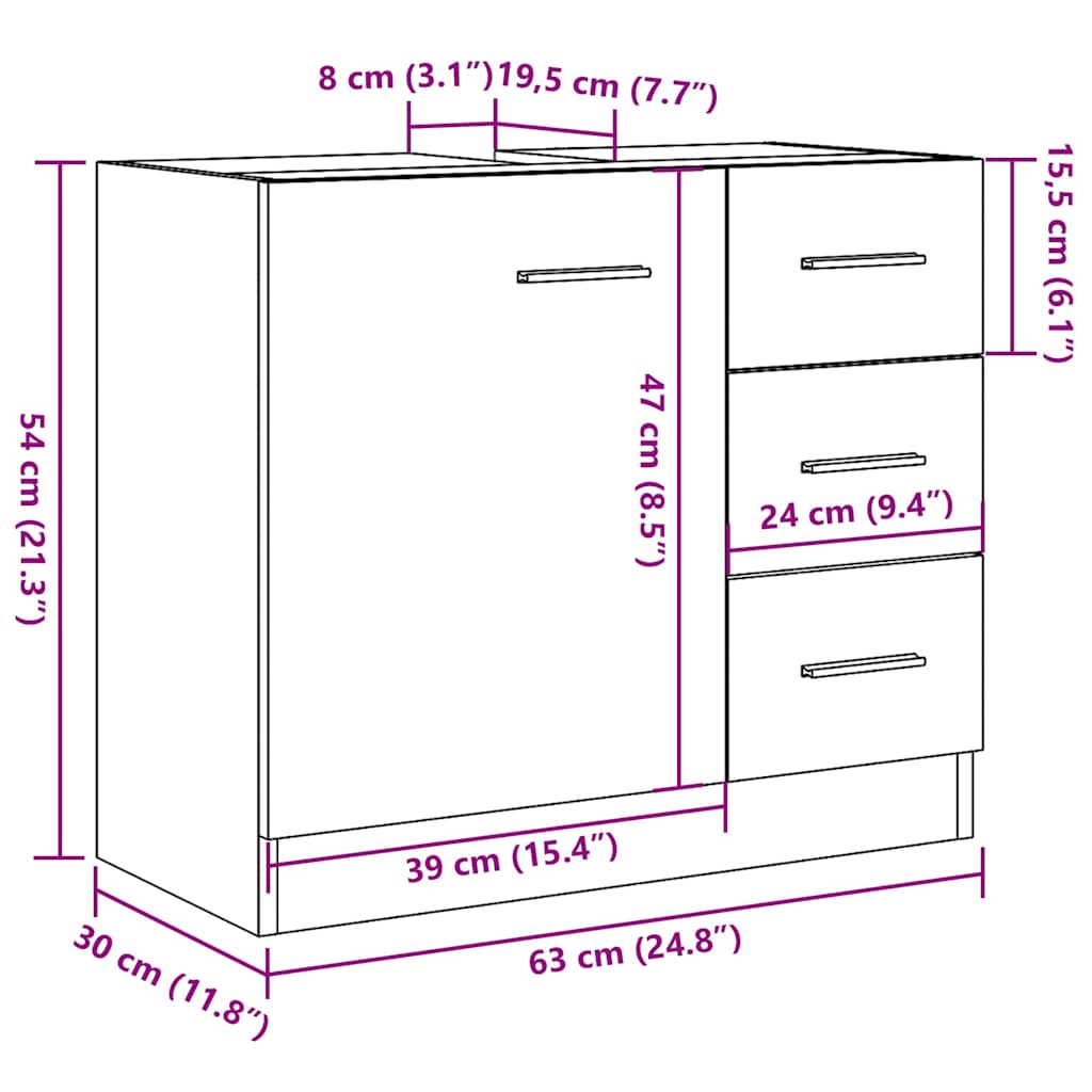 Musta tammi allaskaappi Arethya 63x30x54cm (puinen)