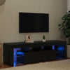 TV-taso LED-valoilla musta tammi 140x36,5x40 cm tekopuu