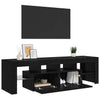 TV-taso LED-valoilla musta tammi 140x36,5x40 cm tekopuu