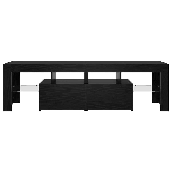 TV-taso LED-valoilla musta tammi 140x36,5x40 cm tekopuu