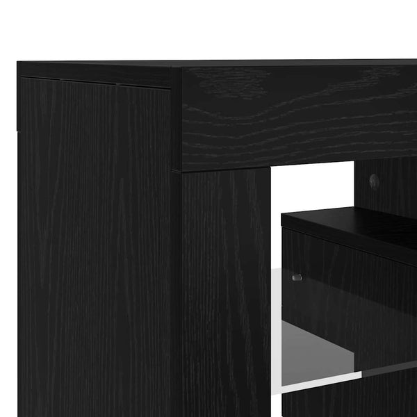 TV-taso LED-valoilla musta tammi 140x36,5x40 cm tekopuu