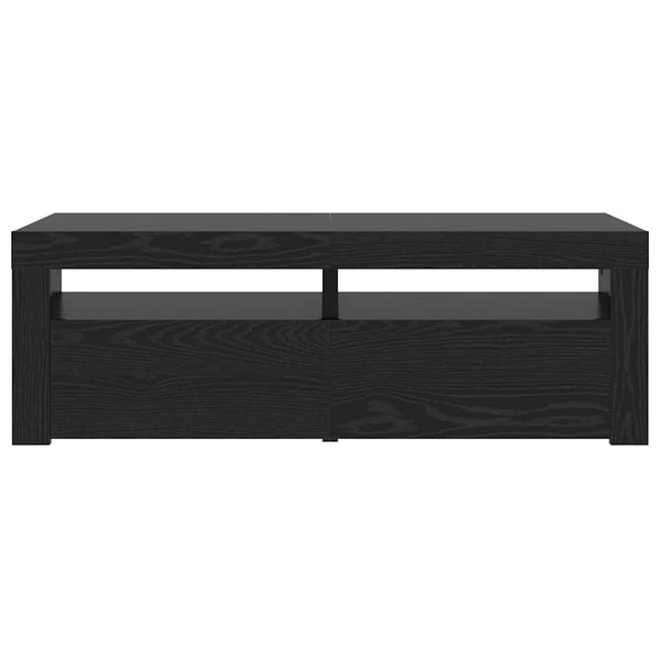 TV-taso LED-valoilla musta tammi 120x35x40 cm tekopuu