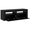 TV-taso LED-valoilla musta tammi 120x35x40 cm tekopuu