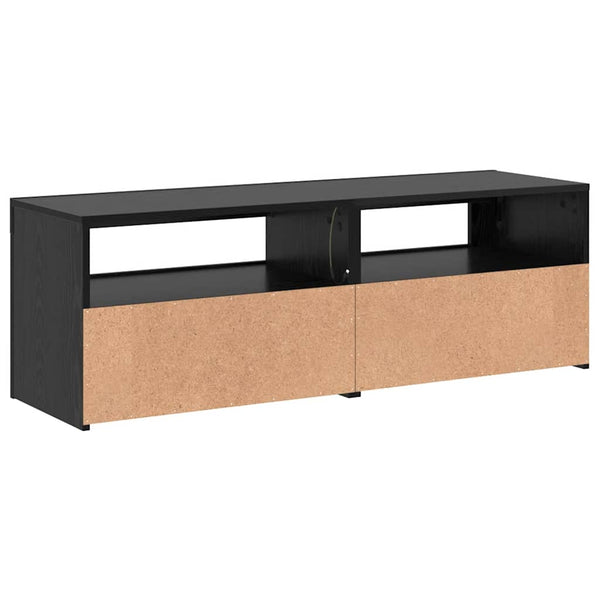 TV-taso LED-valoilla musta tammi 120x35x40 cm tekopuu