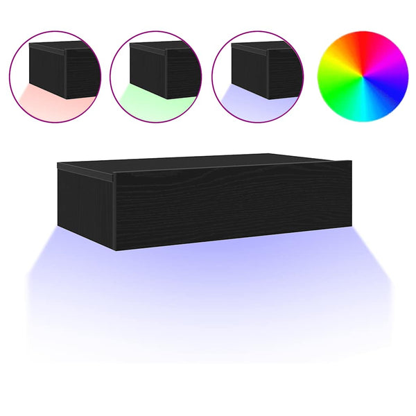 TV-taso LED-valoilla musta tammi 60x35x15,5 cm