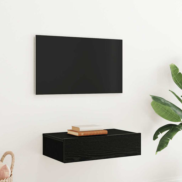 TV-taso LED-valoilla musta tammi 60x35x15,5 cm