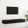 TV-tasot LED-valoilla 2 kpl musta tammi 60x35x15,5 cm