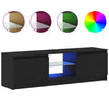 TV-taso LED-valoilla musta tammi 120x30x36 cm tekopuu