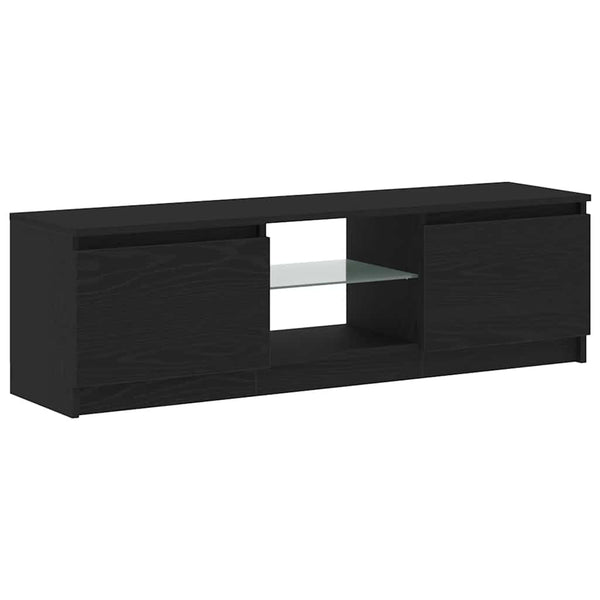 TV-taso LED-valoilla musta tammi 120x30x36 cm tekopuu