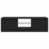 TV-taso LED-valoilla musta tammi 120x30x36 cm tekopuu