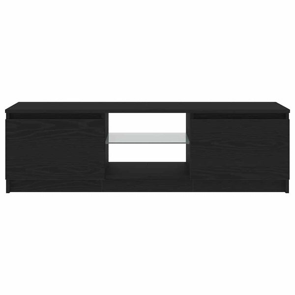 TV-taso LED-valoilla musta tammi 120x30x36 cm tekopuu