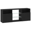 TV-taso LED-valoilla musta tammi 120x30x50 cm tekopuu