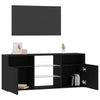 TV-taso LED-valoilla musta tammi 120x30x50 cm tekopuu