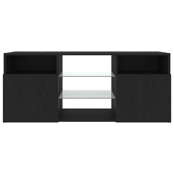 TV-taso LED-valoilla musta tammi 120x30x50 cm tekopuu